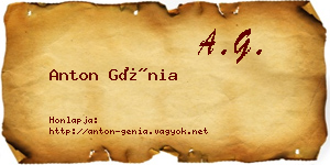 Anton Génia névjegykártya